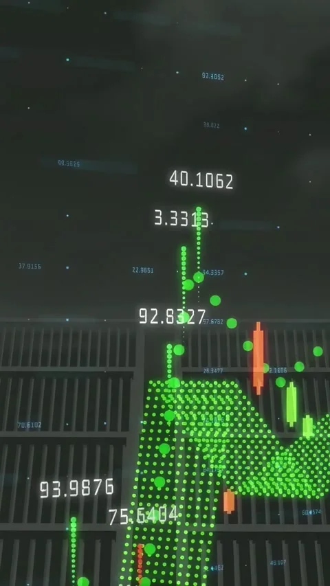 Vertical video: Coords blinking, green dots rising, mesh forming, ribbon tracing Stock Footage 334318994