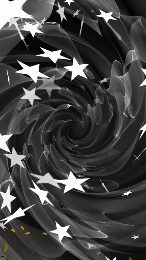 Vertical video: Core pulsing vortex spinning gray smoke, stars drifting inward Stock Footage 334859778