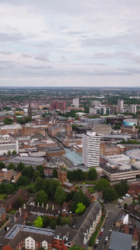 Vertical Video of Coventry, Vertical Aerial View Shot Stock Footage 292738467