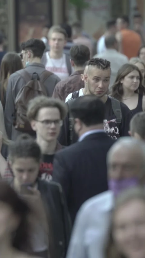 Vertical video of a crowded street Stock Footage 157293260