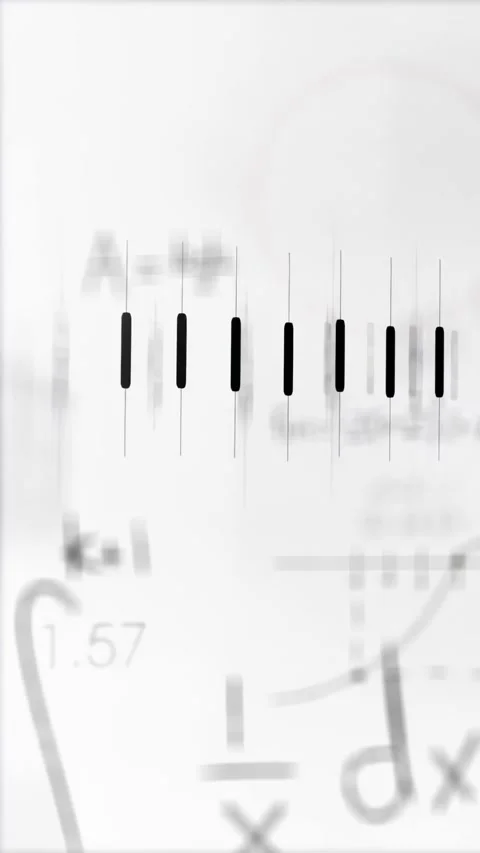 Vertical video: Cube appearing, bars sliding and pulsing, trend oscillating, Stock Footage 332806917