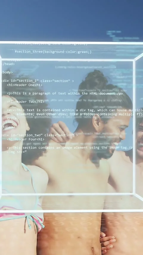 Vertical video: Cube appearing triggers group linking arms and celebrating on Stock Footage 333745649