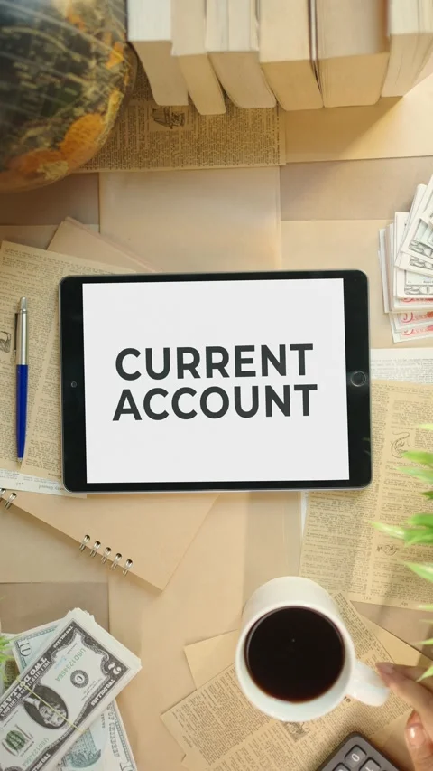 VERTICAL VIDEO OF CURRENT ACCOUNT DISPLAYING ON FINANCE TABLET SCREEN Stock Footage 308095565