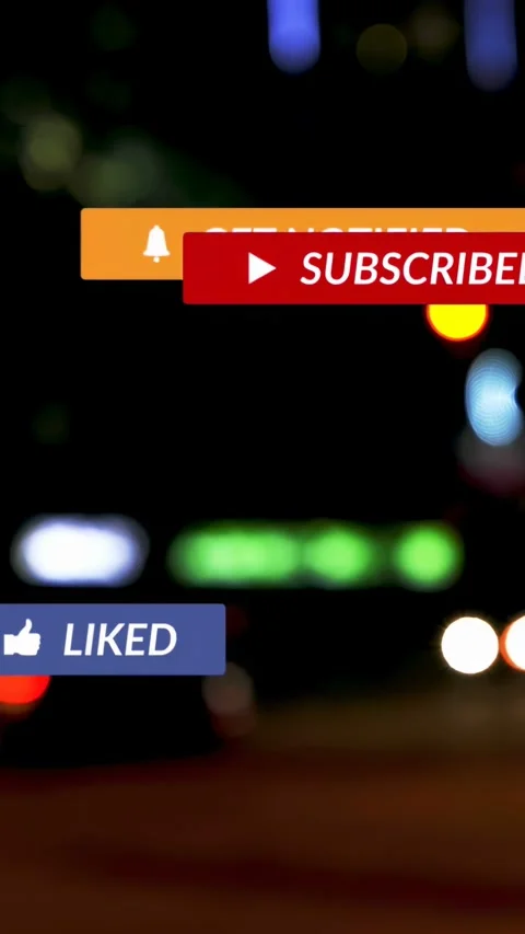 Vertical video: Cursor clicking subscribe, UI badges animating, confirming Stock Footage 334046924
