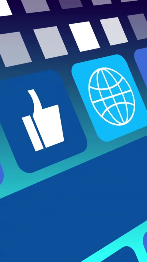 Vertical video: Cursor hovering bell initiating smooth pan, app icons sliding to Video stock 348571003