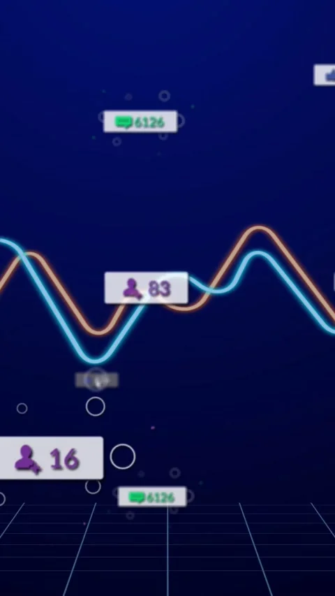 Vertical video: Cursor moving on grid, updating waves and badges along waves Stock Footage 331178202