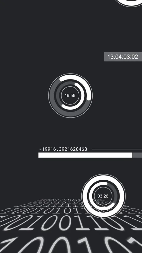 Vertical video: Curved 0 or 1 plane HUD on boot sending timers sliding, charts Stock Footage 329934442