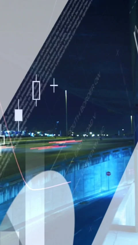 Vertical video: Curved road frames shifting driving candles or lines showing Stock Footage 330655836