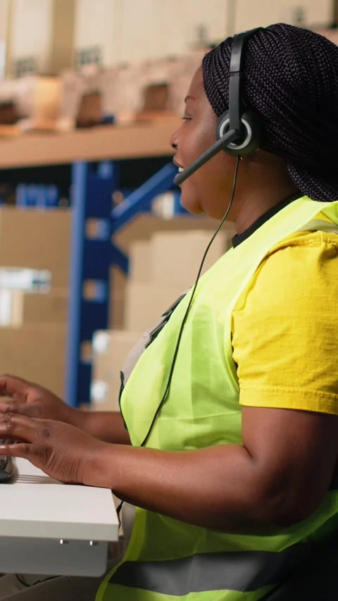 Vertical Video Customer support employee handles e-commerce order issues on a Stock Footage 312650971