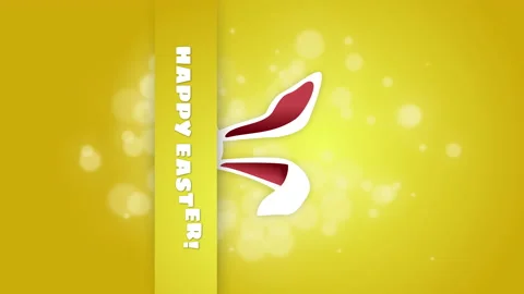 Vertical video. Cute easter bunny ears on yellow looped background. Happy Easter Stock Footage 236587363