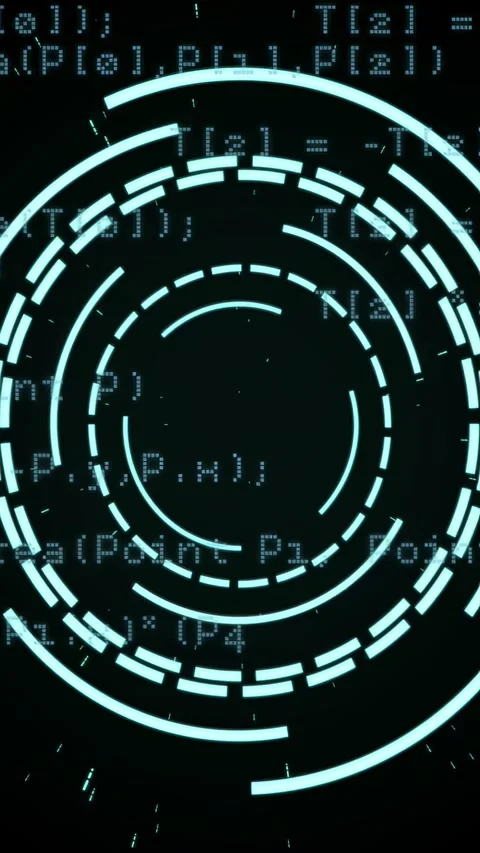 Vertical video: Cyan rings receiving data, rotating and pulsing, revealing Stock Footage 330429978