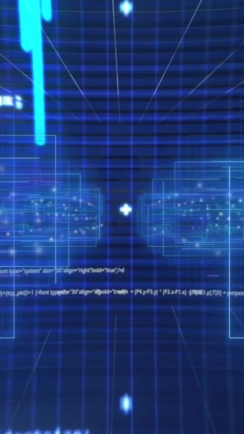 Vertical video: Cyan scanner entering left initiating central HUD pulsing Stock Footage 329552404