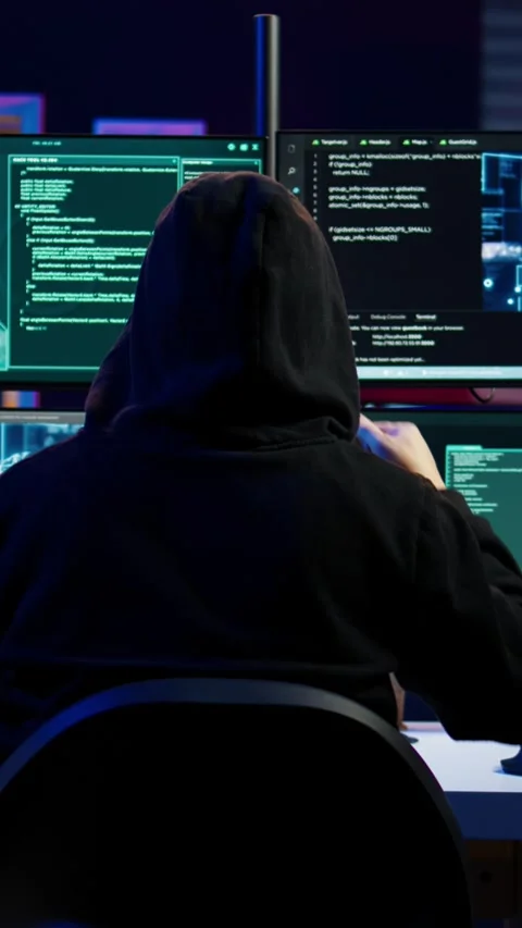 Vertical video Cybercriminal using AI machine learning to develop zero day Stock Footage 275997621