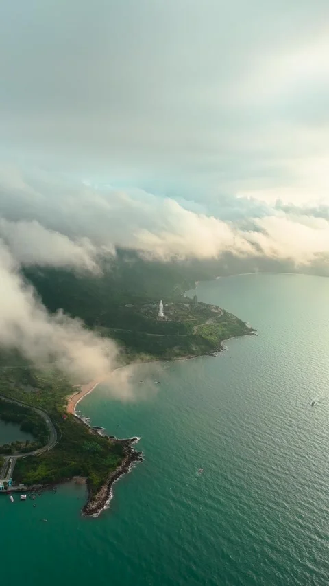 Vertical Video Da Nang Vietnam Giant Buddha by the Sea Stock Footage 341545853