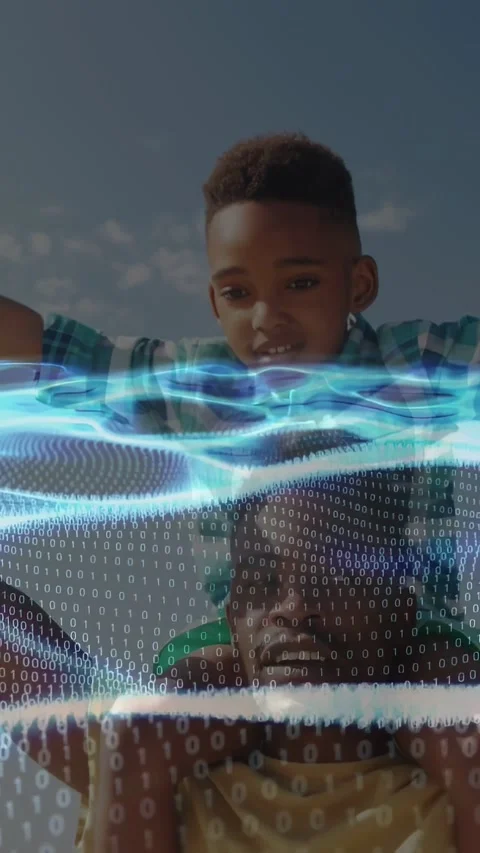 Vertical video: Dad giving son shoulder ride playing pilot while tech binary Stock Footage 333021043