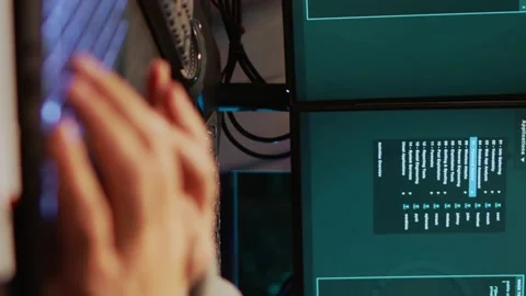 Vertical video: Dangerous coder hacking security system to steal big data 動画素材 221796996