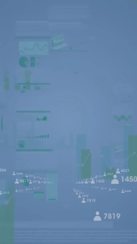 Vertical video: Dashboard column loading data, charts updating and bars rising Stock Footage 334317521