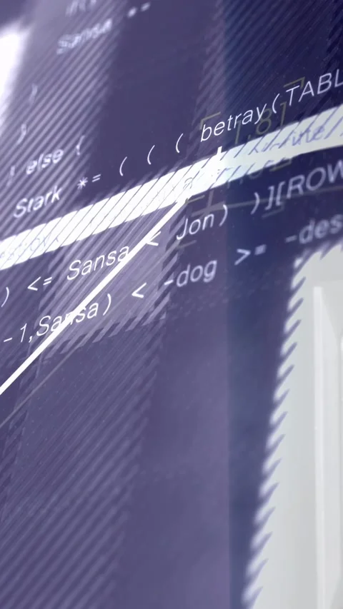 Vertical video: Dashboard panel drawing white graph after code flash, showing Stock Footage 332957462