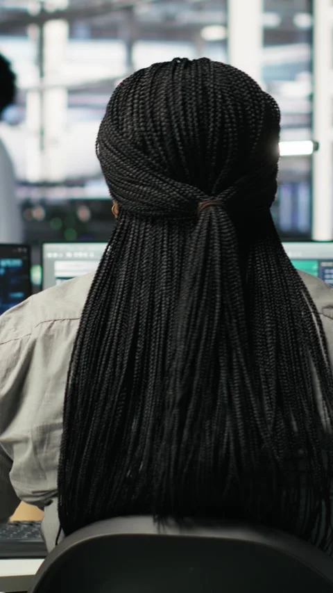 Vertical video Data center admin does neural networks node tree programming Stock Footage 308752923