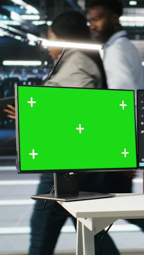 Vertical video Data center admin in wheelchair using AI node tree software on Stock Footage 308755904