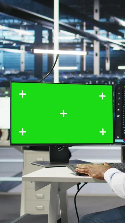 Vertical video Data center admin using AI node tree software on isolated screen Stock Footage 308757105