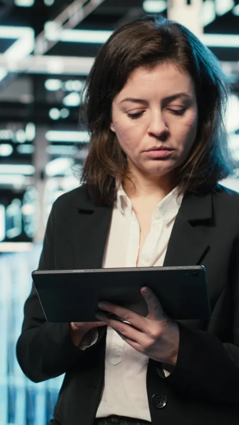 Vertical video Data center admin using AI LLM model and AR control panel to Stock Footage 329316766