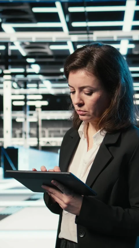 Vertical video Data center admin using AI LLM model and AR control panel to Stock Footage 329318725