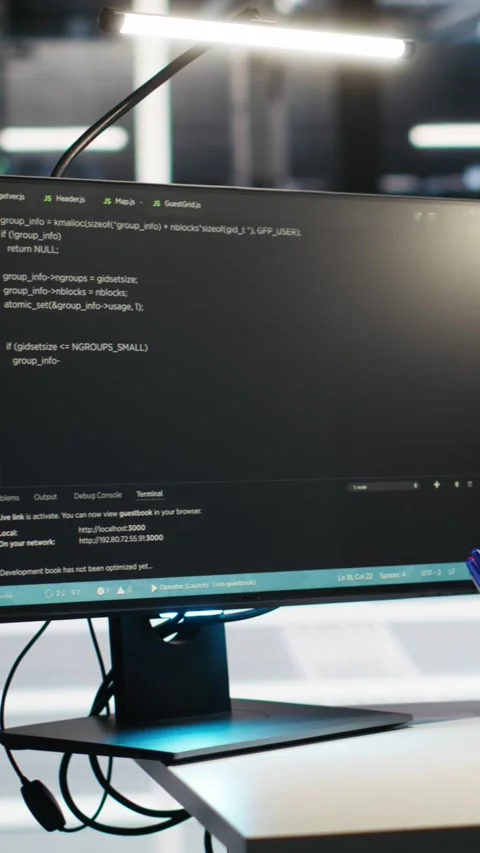 Vertical video Data center engineer sees critical error message while using node Stock Footage 308757155