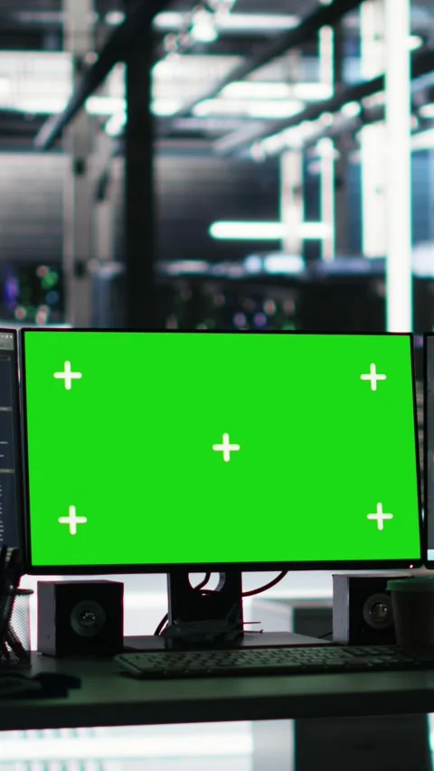 Vertical video Data center green screen chroma key computer systems controlling Stock Footage 308753410