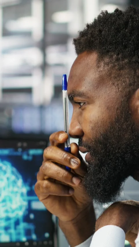 Vertical video Data center programmer uses neural networks node tree program to Stock Footage 307969808