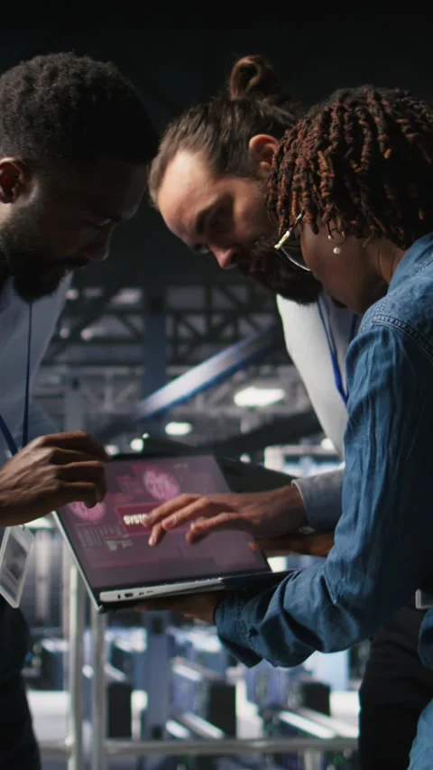 Vertical video Data center programmer panicking after receiving critical error Stock Footage 310775615