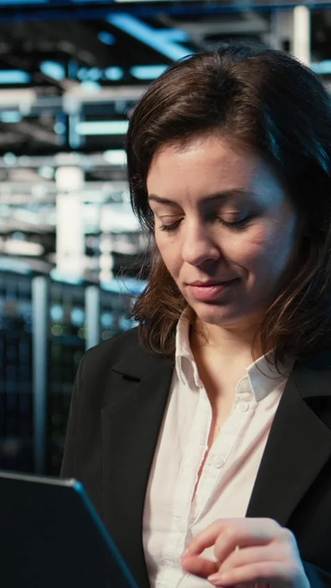 Vertical video Data center programmer using augmented reality tech to conduct Stock-Footage 329317263