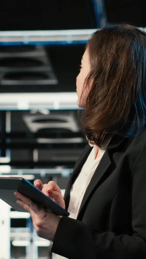 Vertical video Data center software developer using deep learning AI model Stock Footage 329317491