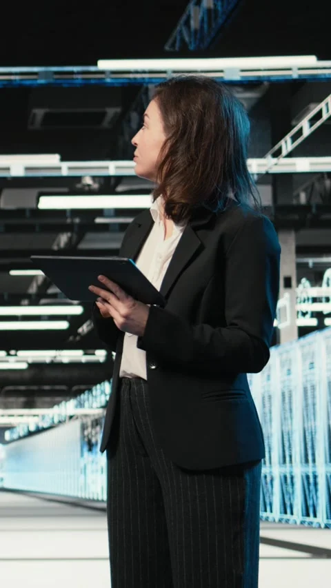 Vertical video Data center software developer using deep learning AI model Stock Footage 329320890