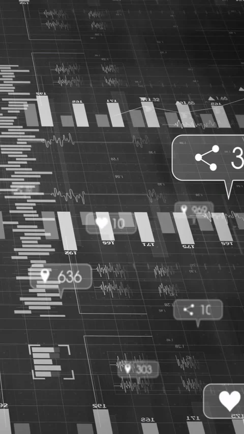 Vertical video: Data dashboard animating as metric badges popping in, bars Stock Footage 331237928