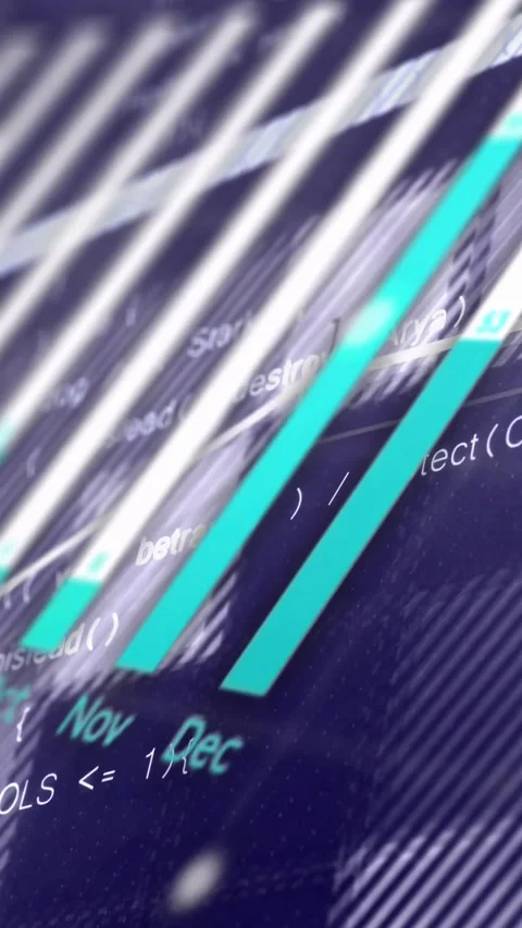 Vertical video: Data dashboard tilting panning bars rising mask sweeping Vidéo 333260058