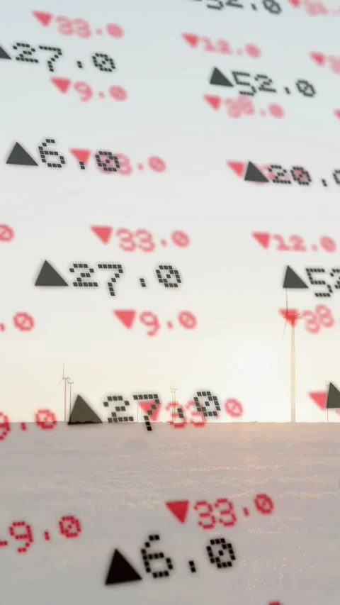 Vertical video: Data feed driving numeric overlay with updown arrows over Stock Footage 331009030