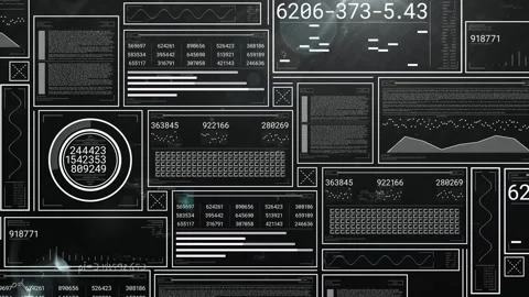 Vertical video: Data feed driving HUD updating charts, flipping code, animating Stock Footage 331126134