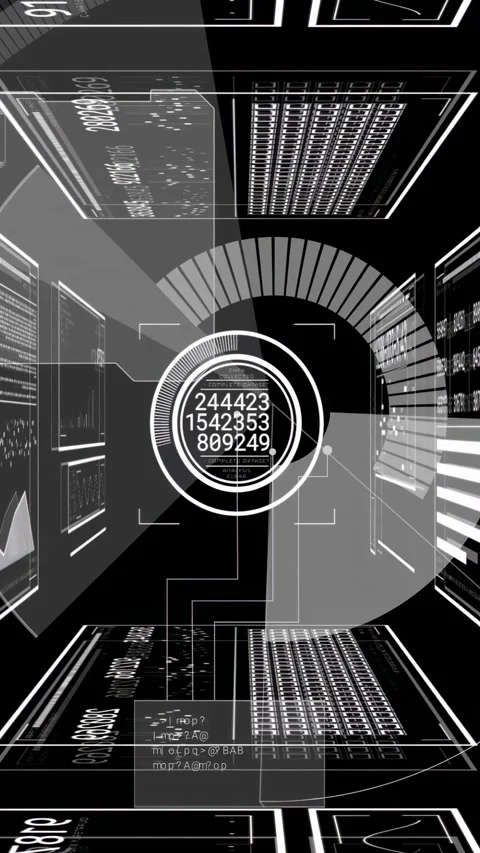 Vertical video: Data feed starting HUD target animating, wedge sweeping, panels Stock Footage 333020606