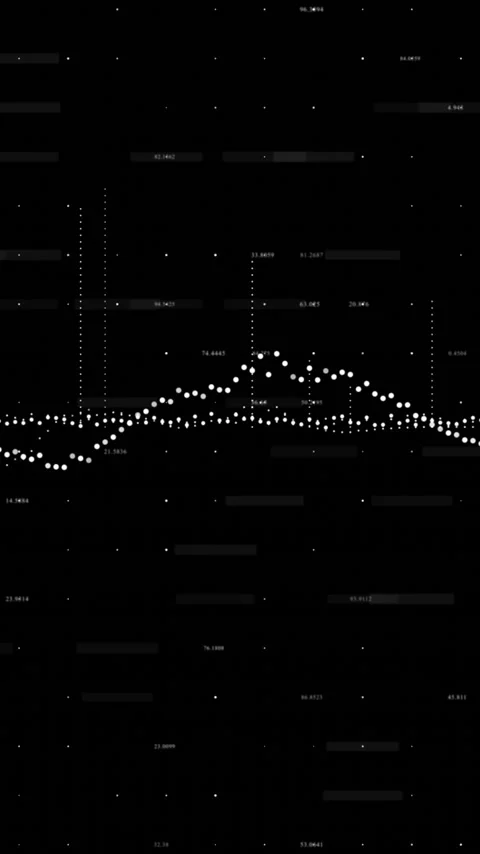 Vertical video: Data feed updating, driving dot track peaking right, labels Stock Footage 348442762