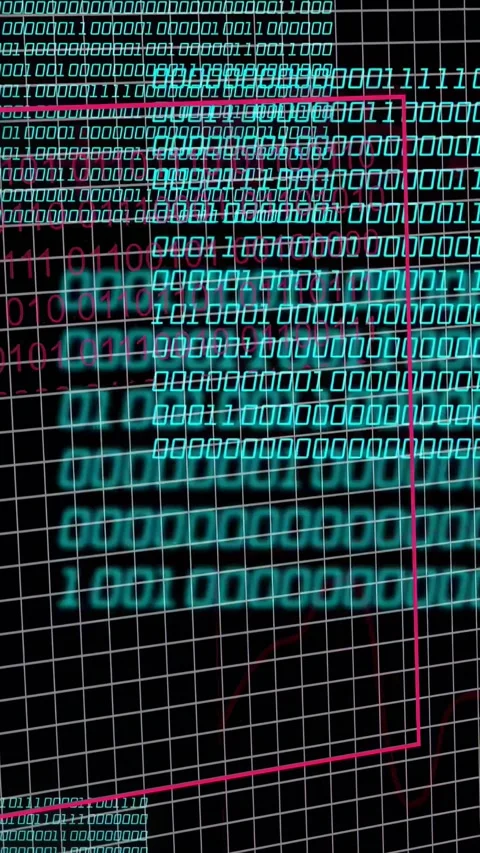 Vertical video: Data HUD filling magenta globe popping binary forming charts Stock Footage 335802784