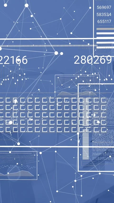 Vertical video: Data HUD node pulsing starting updates sliding panes showing key Video stock 330509766