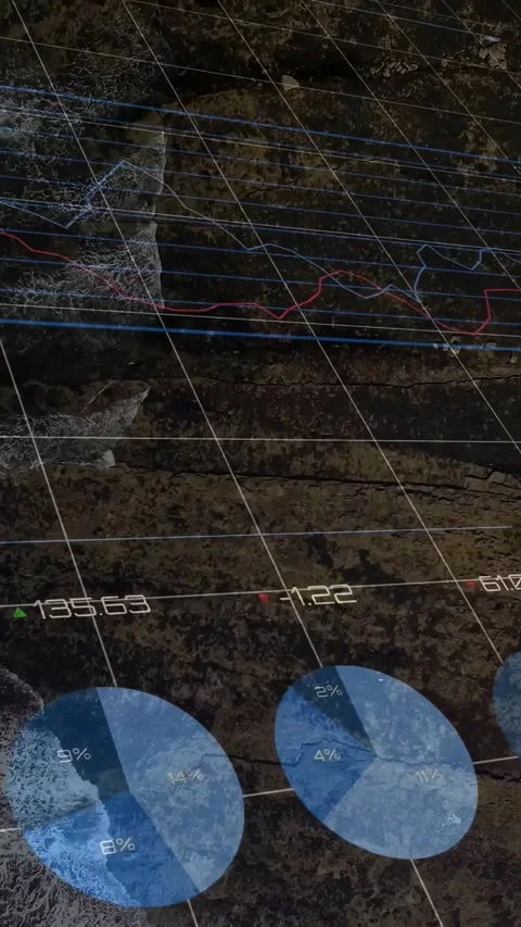 Vertical video: Data input starting bars, pies sliding across grid for Stock Footage 334600457