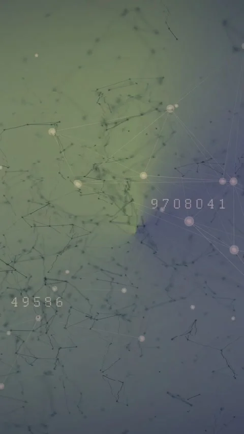 Vertical video: Data net shifting, orb passing causing nodes growing, linking, Stock Footage 329552846