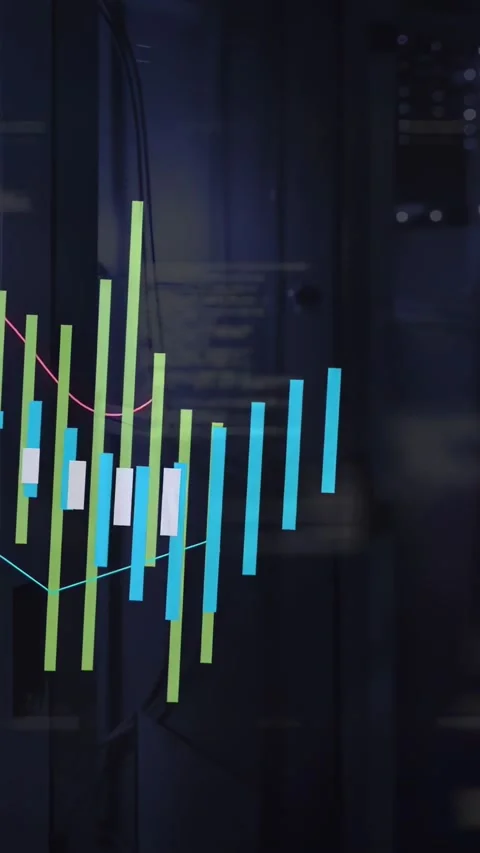 Vertical video: Data overlay appearing from left, expanding bars and lines, Stock Footage 334543948