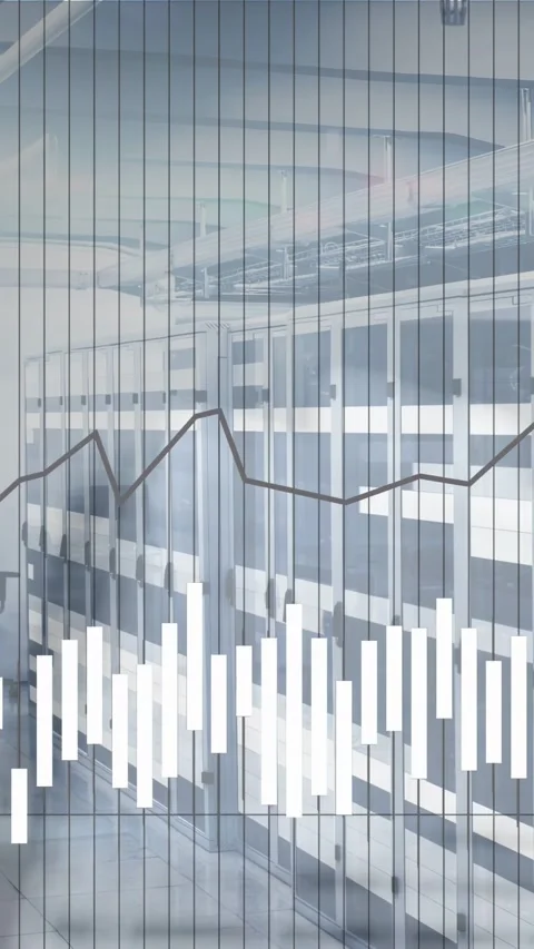 Vertical video: Data overlay updating on feed, white bars shifting and trend Stock Footage 332775413