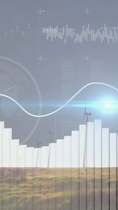 Vertical video: On data ping, main turbine sending feed HUD data rising and Stock Footage 332846158