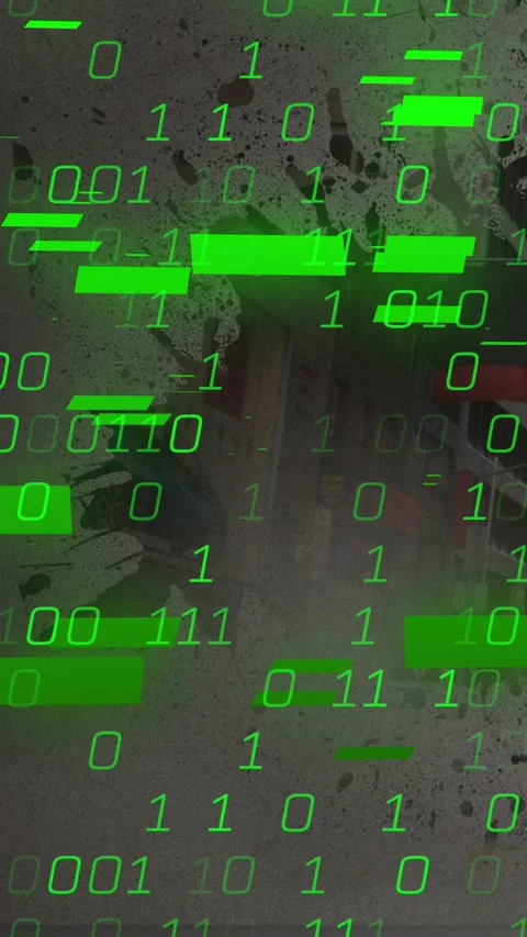 Vertical video: Data ping sparking green binary code and bars flooding over Stock Footage 330982416
