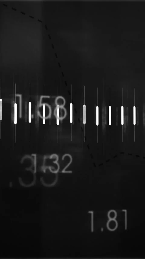 Vertical video: Data ping starting glowing polyline while vertical bars pulsing, Stock Footage 348570746