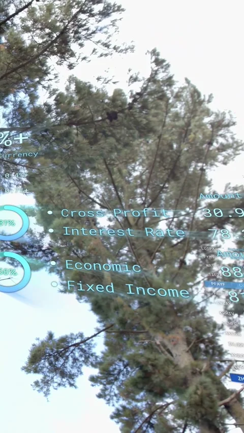 Vertical video: Data pinging AR UI updating, pine trunk anchoring, gauges Stock Footage 334128175